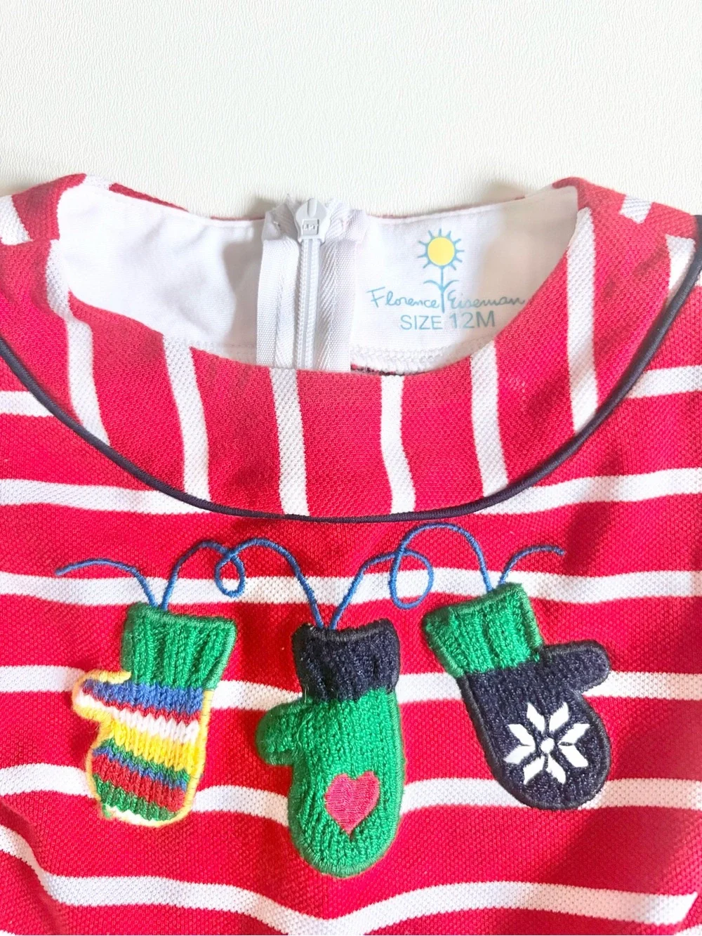 Florence Eiseman Holiday Dress + Carter’s Ruffle Black Leggings Size 12 Months